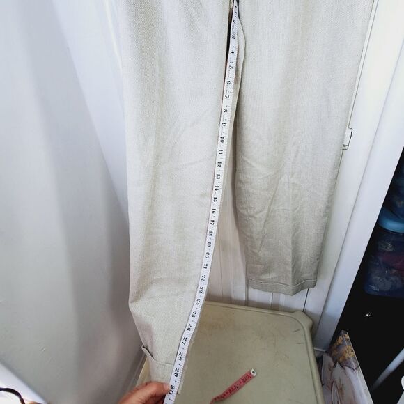 NWT Emma James Cream Khaki Tweed Trousers Pants Sz 16 - Picture 14 of 15